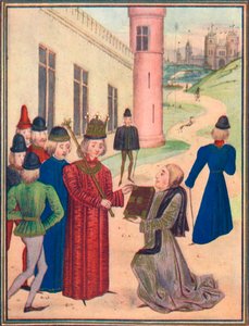 Froissart présentant son livre de poèmes d