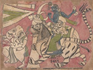 Ganesha mène Shiva et Durga en procession, 18ème siècle