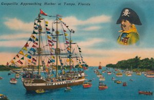 Gasparilla approchant le port de Tampa, Floride, vers les années 1940 - Unbekannt