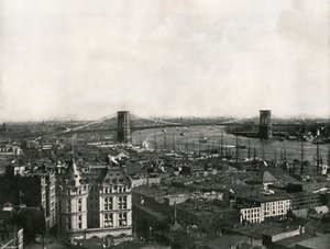 Vue générale montrant le pont de Brooklyn, New York, USA, 1895 - Unbekannt