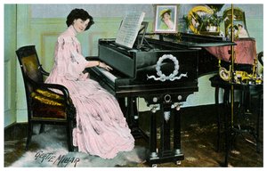 Gertie Millar, actrice et chanteuse britannique, jouant du piano, vers 1890-1909 - Unbekannt