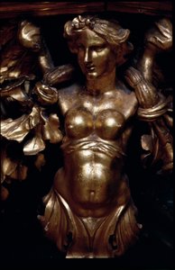 Femme dorée soutenant une table baroque, du salon du Palazzo Taverna