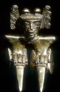 Figure assise précolombienne en or, Quimbaya, Colombie, avant 14e-15e siècle - Unbekannt