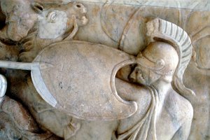 Hoplite grec en bataille contre les Amazones, 30 av. J.-C.-200 apr. J.-C. - Unbekannt