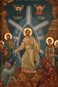 Icône orthodoxe grecque : Résurrection du Christ, Thessalonique, Grèce