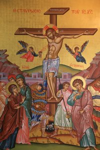 Icône orthodoxe grecque représentant la crucifixion de Jésus, Thessalonique, Grèce - Unbekannt
