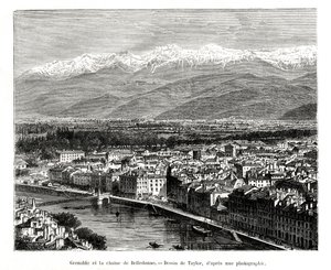 Grenoble depuis la chaîne de Belledonne, France, 1886 - Unbekannt