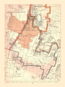 Guildhall City de Londres. Plan des quartiers et paroisses, 1885, 1886 - Unbekannt