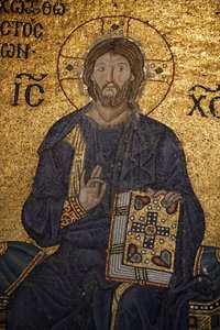 Mosaïque de Sainte-Sophie : Jésus bénissant et tenant la Bible, Istanbul, Turquie - Unbekannt