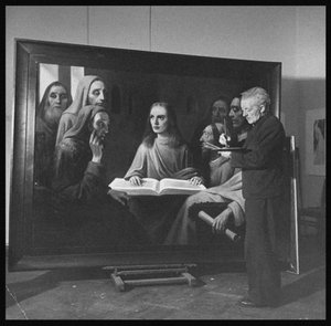 Han van Meegeren peignant Jésus parmi les docteurs