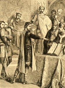Harold jurant de maintenir le droit du duc de Normandie au trône d