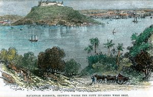 Port de La Havane, montrant où les cinquante envahisseurs ont été abattus, Cuba, c1880 - Unbekannt
