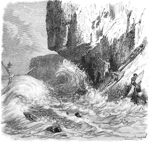 Hommes hawaïens surfant avec des planches en bois, vers 1895 - Unbekannt