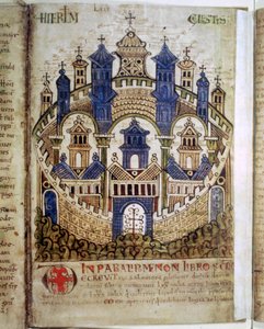 Jérusalem céleste, une page du Liber Floridus, 12ème siècle - Unbekannt