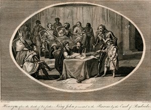 Henri III présenté aux barons par le comte de Pembroke, 1216