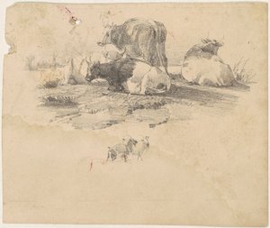 Troupeau de bovins, XIXe siècle - Unbekannt