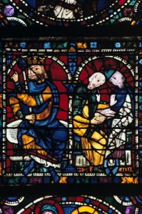 Hérode et ses conseillers, vitrail, cathédrale de Chartres, France, 1145-1155 - Unbekannt