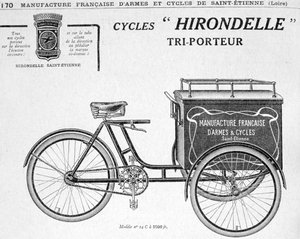 Publicité pour tricycle de livraison Hirondelle Saint Etienne, 20ème siècle