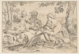 Sainte Famille avec Sainte Élisabeth et Saint Jean-Baptiste, copie inversée, ca. 1639 ou après - Unbekannt