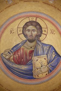 Église du Saint-Sépulcre, Plafond du Catholicon, mosaïque du Christ Pantocrator, Jérusalem, Israël - Unbekannt