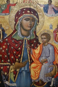 Église du Saint-Sépulcre, catholicon orthodoxe grec, icône de la Vierge Marie et de l