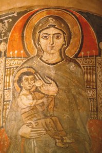 Fresque du monastère copte de la Sainte Vierge et de Saint Jean Kame : Marie allaitant Jésus, Égypte - Unbekannt