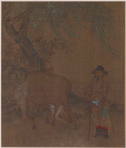 Cheval et palefrenier sous un saule, possiblement dynastie Ming, 1368-1644 - Unbekannt