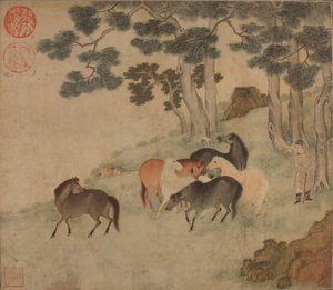 Chevaux dans un paysage avec un serviteur - Unbekannt