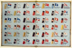 Drapeaux et cheminées des lignes de paquebots, vers 1930 - Unbekannt
