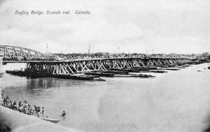 Pont Howrah sur la rivière Hooghly, Calcutta, Inde, début du 20e siècle