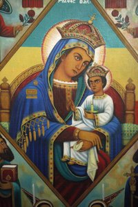 Icône dans le mausolée Beta Maryam, Addis Abeba, Éthiopie