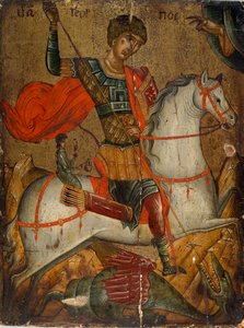 Icône de Saint Georges terrassant le dragon, 15ème-16ème siècle - Unbekannt