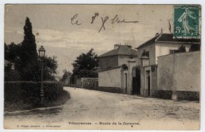 Île-de-France, Val-de-Marne (94), Villecresnes : route de la Garenne - Carte postale datée de 1909