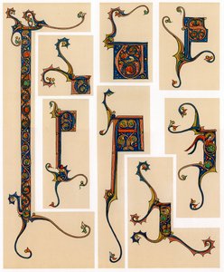 Lettres initiales illuminées, 13e siècle