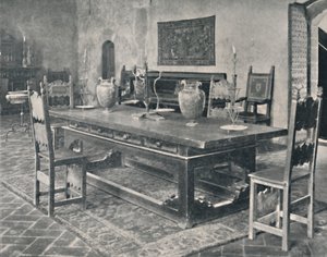 Intérieur, Palazzo Davanzati - Avec table du 15e siècle de la région de Parme ou Modène, 1928 - Unbekannt