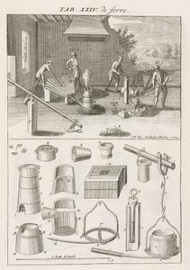 Fer et acier, fonderies, fonte de la fonte dans un fourneau avec du charbon de bois - Unbekannt