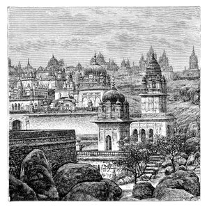 Temples jaïns, Junagadh, Gujarat, Inde, 1895 - Unbekannt