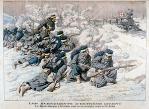 Attaque japonaise sur un train-hôpital près de Port Arthur, Mandchourie, guerre russo-japonaise, 1904 - Unbekannt