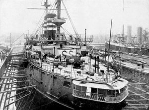Navire de guerre japonais Mikasa aux docks de Portsmouth, Angleterre - Unbekannt