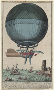 Jean Pierre Blanchard et John Jefferies arrivant à Calais après avoir traversé la Manche en montgolfière, 1785 - Unbekannt
