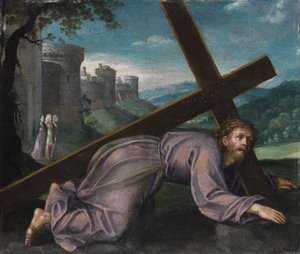 Jésus tombe sous la croix. Peintre nord-italien du XVIIe siècle