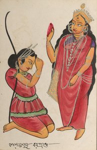 Kalaketu recevant une bénédiction de la déesse Chandi, 1800s - Unbekannt