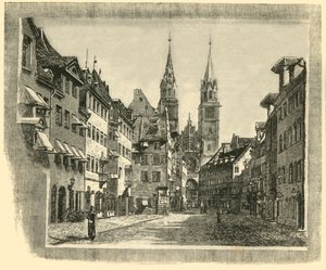 Karolinen-Strasse et Église Saint-Laurent, Nuremberg, 1890 - Unbekannt