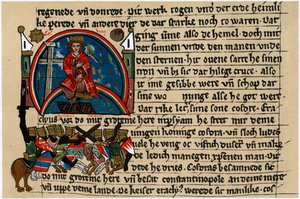 Khosrau II de Perse avec croix et colombe, sur son trône mécanique - Unbekannt