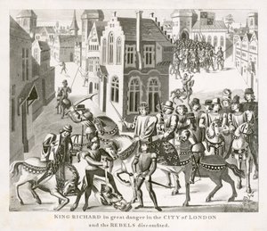 Le roi Richard II confrontant les rebelles, révolte des paysans, Londres, 1381, 19ème siècle
