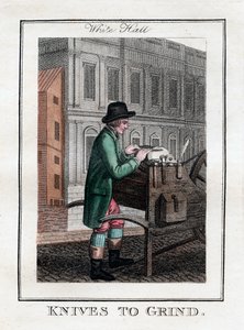 Aiguisage de couteaux, Whitehall, Londres