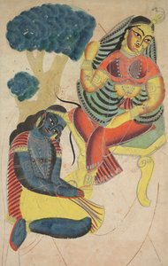 Krishna caressant les pieds de Radha, 1800s - Unbekannt