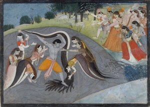 Krishna maîtrisant Kaliya, le démon serpent : Folio d
