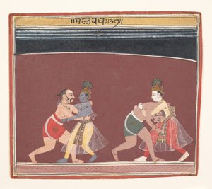 Krishna et Balarama combattent les lutteurs du roi maléfique Kamsa - Unbekannt