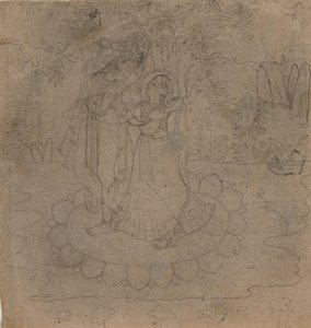 Krishna et Radha Debout sur un Lotus, fin XIXe-début XXe siècle - Unbekannt